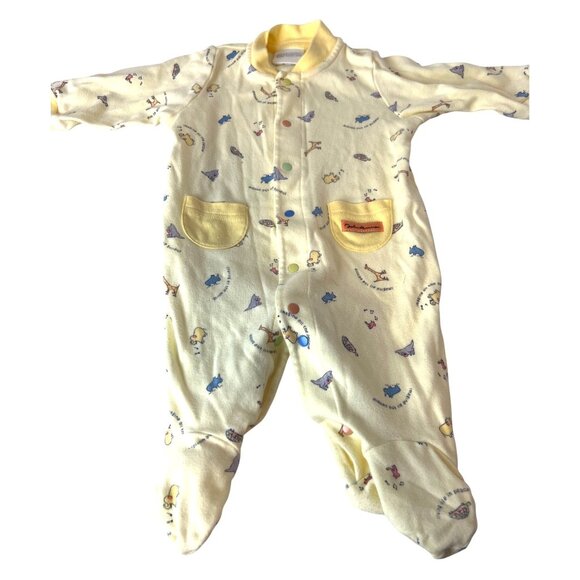 John Lennon Real Love Carters Footed Sleeper Yellow White 3-6 Months VINTAGE - Picture 1 of 4